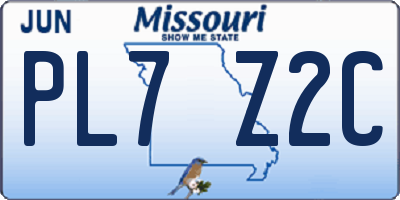 MO license plate PL7Z2C