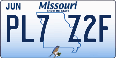 MO license plate PL7Z2F