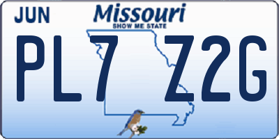 MO license plate PL7Z2G
