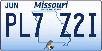 MO license plate PL7Z2I