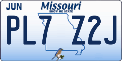 MO license plate PL7Z2J