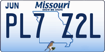 MO license plate PL7Z2L