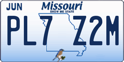 MO license plate PL7Z2M
