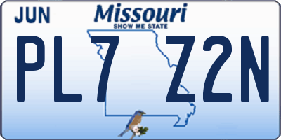 MO license plate PL7Z2N