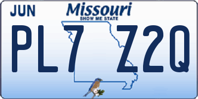 MO license plate PL7Z2Q