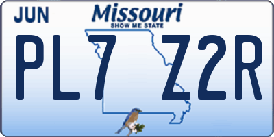 MO license plate PL7Z2R