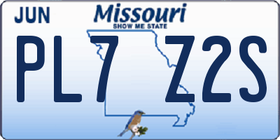 MO license plate PL7Z2S