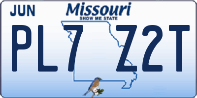 MO license plate PL7Z2T