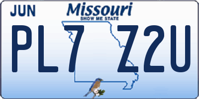 MO license plate PL7Z2U
