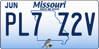 MO license plate PL7Z2V