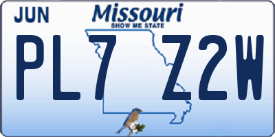 MO license plate PL7Z2W