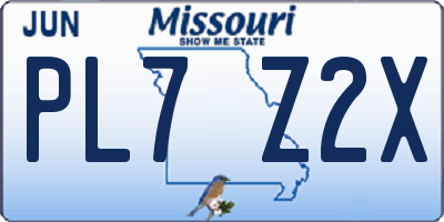 MO license plate PL7Z2X
