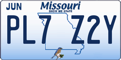 MO license plate PL7Z2Y