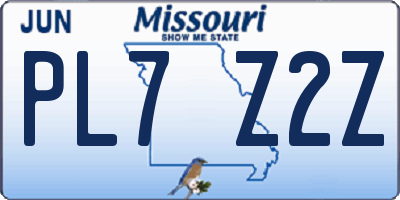 MO license plate PL7Z2Z