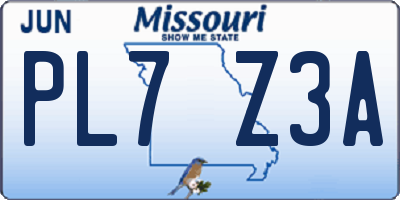 MO license plate PL7Z3A
