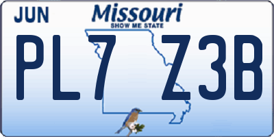 MO license plate PL7Z3B