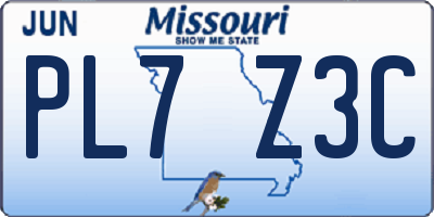 MO license plate PL7Z3C