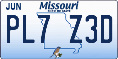 MO license plate PL7Z3D