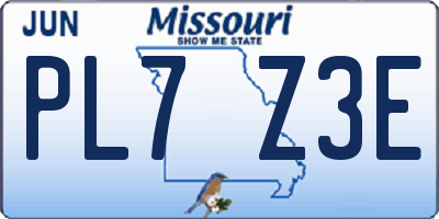 MO license plate PL7Z3E