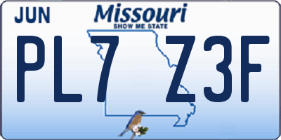 MO license plate PL7Z3F