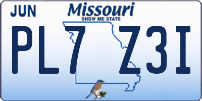 MO license plate PL7Z3I