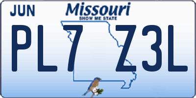 MO license plate PL7Z3L