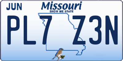 MO license plate PL7Z3N