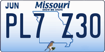 MO license plate PL7Z3O