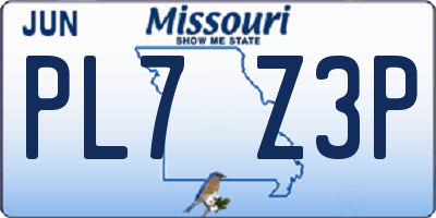MO license plate PL7Z3P