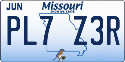MO license plate PL7Z3R