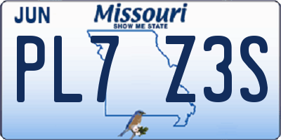 MO license plate PL7Z3S