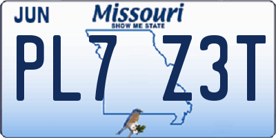 MO license plate PL7Z3T