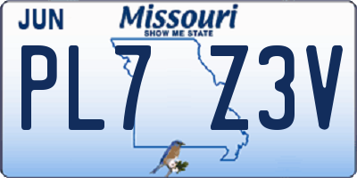 MO license plate PL7Z3V