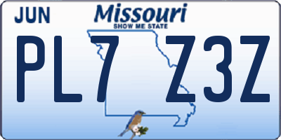 MO license plate PL7Z3Z