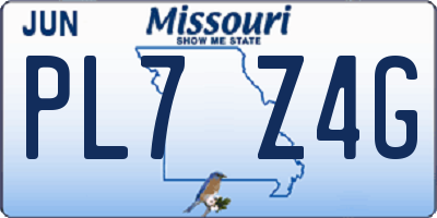 MO license plate PL7Z4G