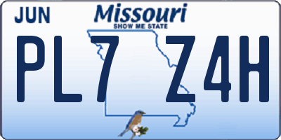 MO license plate PL7Z4H