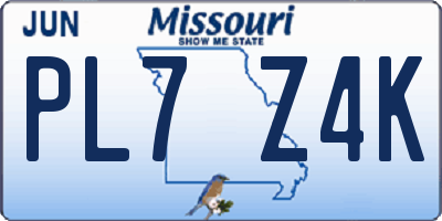 MO license plate PL7Z4K