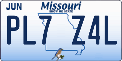 MO license plate PL7Z4L