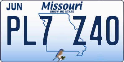 MO license plate PL7Z4O