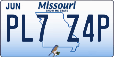 MO license plate PL7Z4P