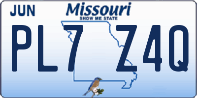 MO license plate PL7Z4Q