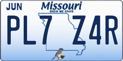 MO license plate PL7Z4R