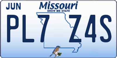MO license plate PL7Z4S