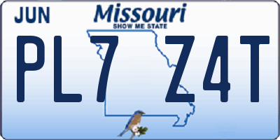 MO license plate PL7Z4T