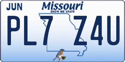 MO license plate PL7Z4U