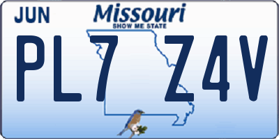 MO license plate PL7Z4V