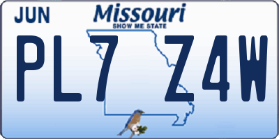 MO license plate PL7Z4W