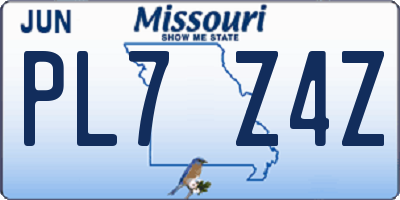 MO license plate PL7Z4Z