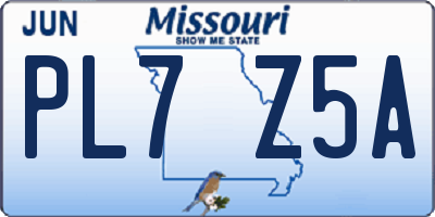 MO license plate PL7Z5A