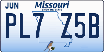 MO license plate PL7Z5B